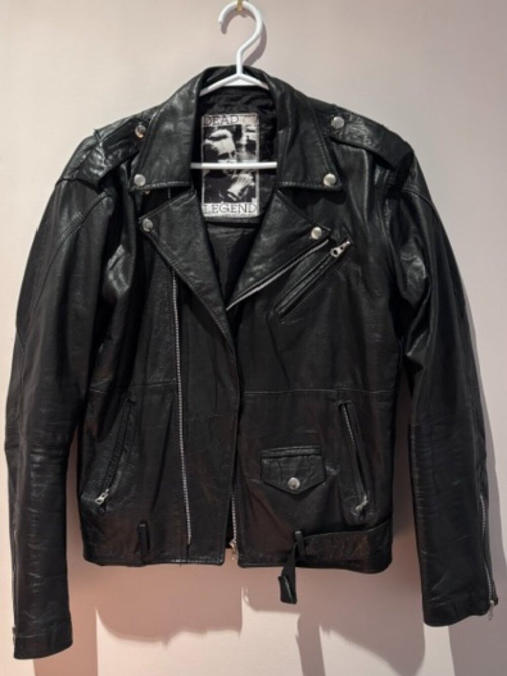 Dead Legend Recycled Leather Biker Moto Jacket Small